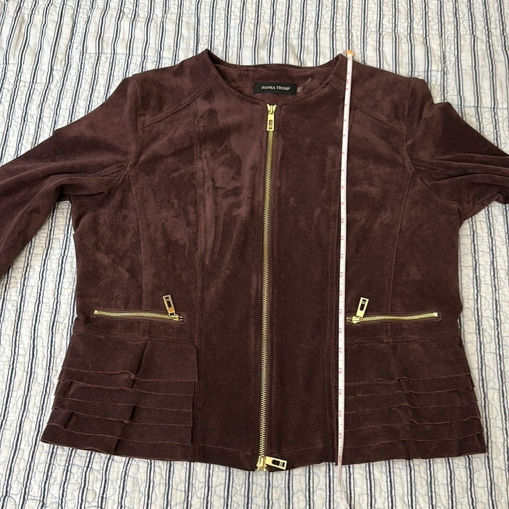 Ivanka Trump  Full Zip Blazer Faux Suede jacket size L - Picture 6 of 14